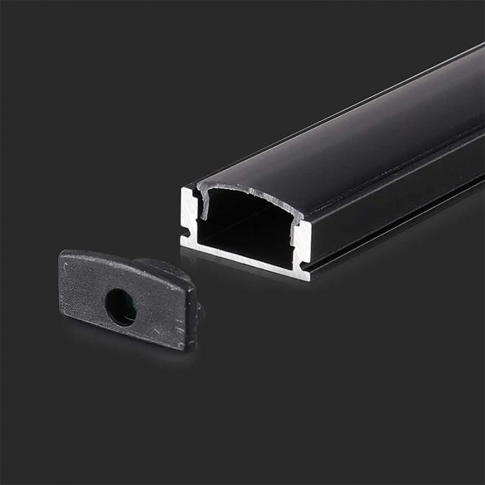 Profil Aluminiu Aplicat pentru Bandă LED, 2m, 17.4mm x 7mm, capac mat, corp negru, V-TAC, SKU-2873 [3]