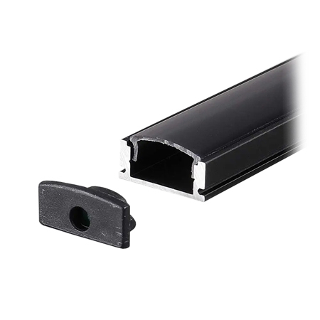 Profil Aluminiu Aplicat pentru Bandă LED, 2m, 17.4mm x 7mm, capac mat, corp negru, V-TAC, SKU-2873 [1]