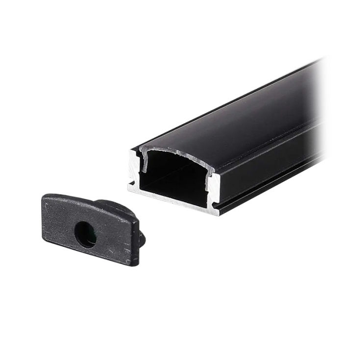 Profil Aluminiu Aplicat pentru Bandă LED, 2m, 17.4mm x 7mm, capac mat, corp negru, V-TAC, SKU-2873 [2]