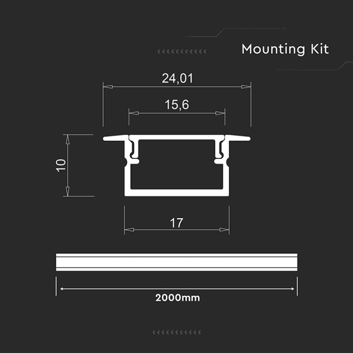 PROFIL ALUMINIU PENTRU BANDA LED 2M 17MM X 10MM - ARGINTIU [3]