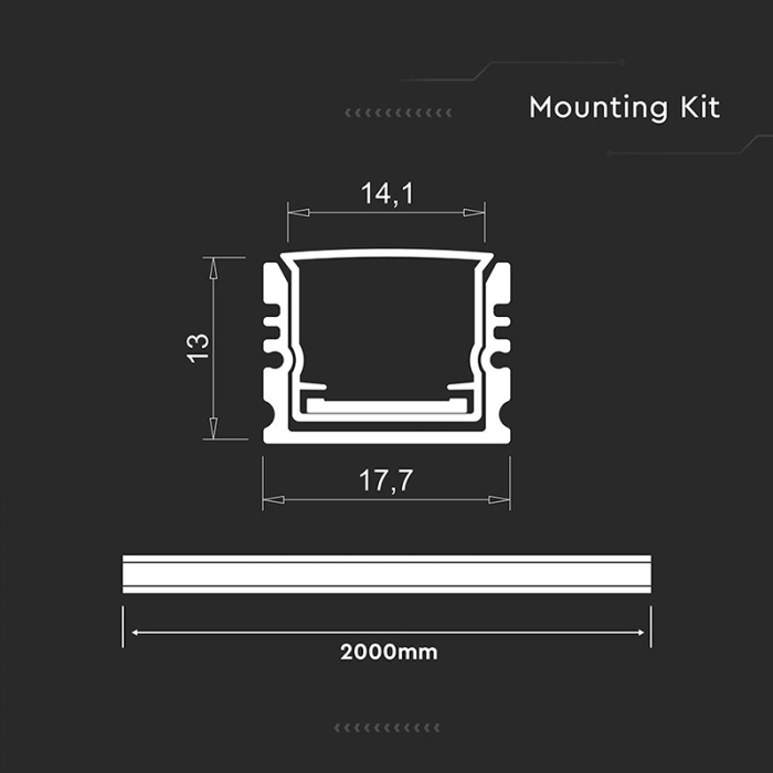 PROFIL ALUMINIU PENTRU BANDA LED 2M 17MM X 14MM - ARGINTIU [3]