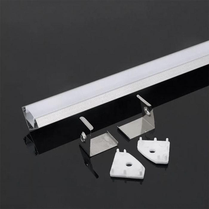 Profil Aluminiu Aplicat pe colț, pentru Bandă LED, 2m, 19mm x 19mm, corp argintiu, capac mat, V-TAC, SKU-3356 [3]