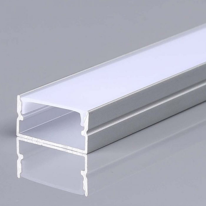 Profil Aluminiu Aplicat pentru Bandă LED 2m – 20mm x 10mm, Capac mat, Corp Argintiu V-TAC 23174 [4]