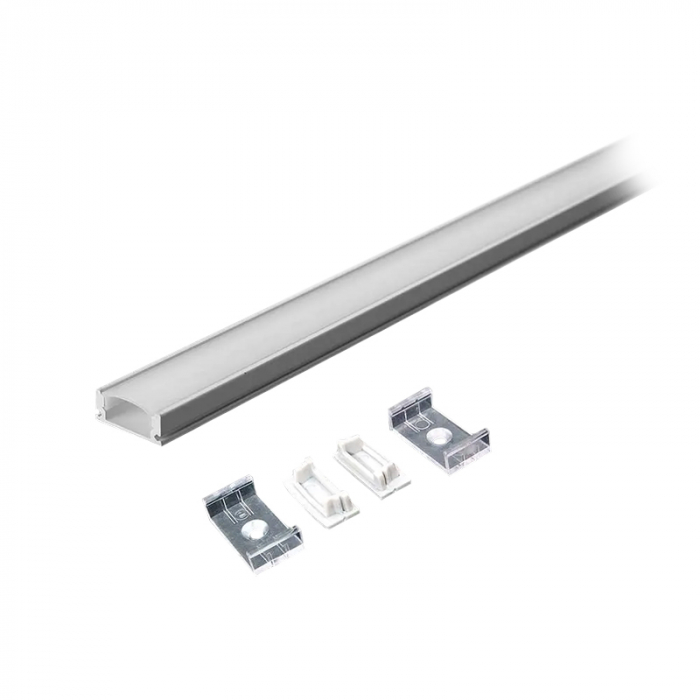 Profil Aluminiu Lat, Aplicat pentru Bandă LED, 2m, 23.5mm x 10mm, corp argintiu, capac mat, V-TAC, SKU-3367 [2]