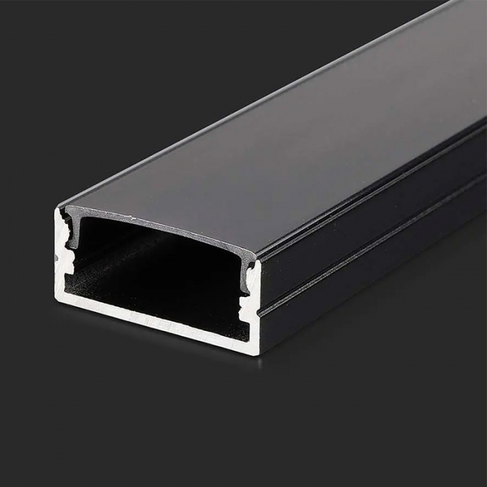 Profil Aluminiu Lat, Aplicat pentru Bandă LED, 2m, 23.5mm x 10mm, corp negru, capac mat, V-TAC, SKU-2876 [3]