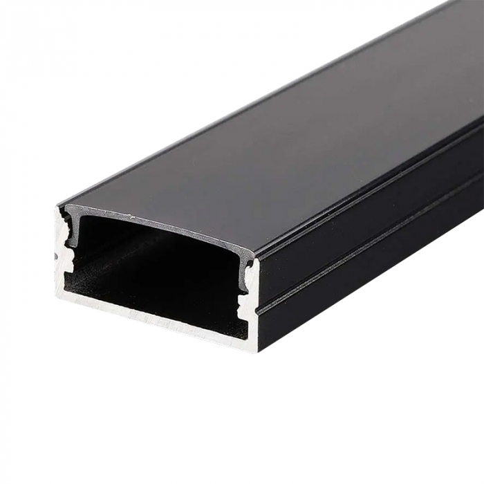 Profil Aluminiu Lat, Aplicat pentru Bandă LED, 2m, 23.5mm x 10mm, corp negru, capac mat, V-TAC, SKU-2876 [2]