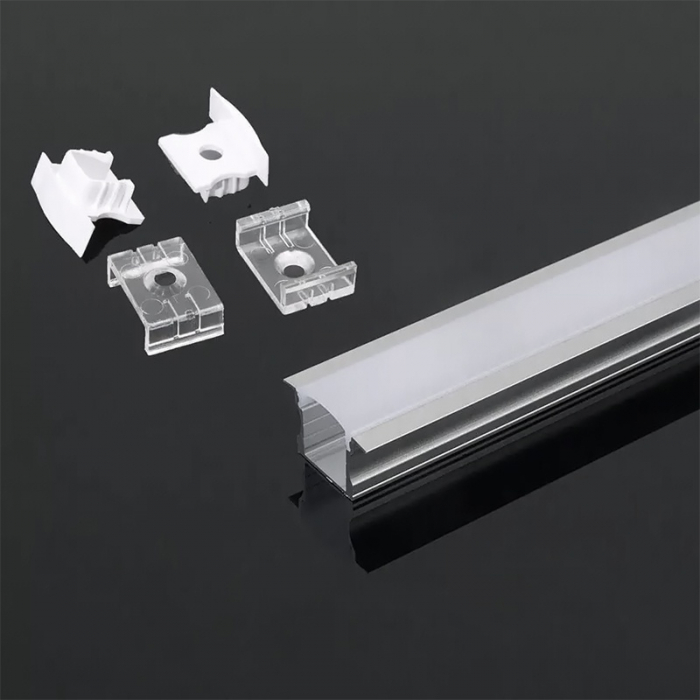 Profil Aluminiu Încastrat pentru Bandă LED, 2m, 23mm x 15.5mm, corp argintiu, capac mat, V-TAC, SKU-3351 [3]