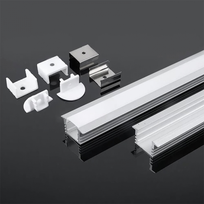 Profil Aluminiu adânc pentru bandă LED, 2m, 24.5mm x 12.2mm, capac mat, corp argintiu, V-TAC, SKU-3357 [2]