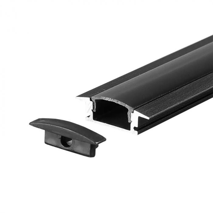 Profil Aluminiu Incastrat pentru Bandă LED, 2m, 24.7mm x 7mm, corp negru, capac mat, V-TAC, SKU-2875 [2]
