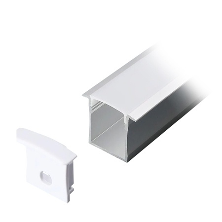 Profil aluminiu încastrat pentru bandă LED, 30mm x 20mm, capac mat, corp argintiu, V-TAC 3372 [1]