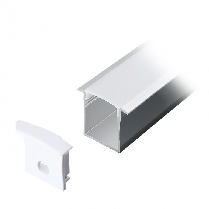 Profil aluminiu încastrat pentru bandă LED, 30mm x 20mm, capac mat, corp argintiu, V-TAC 3372 [2]