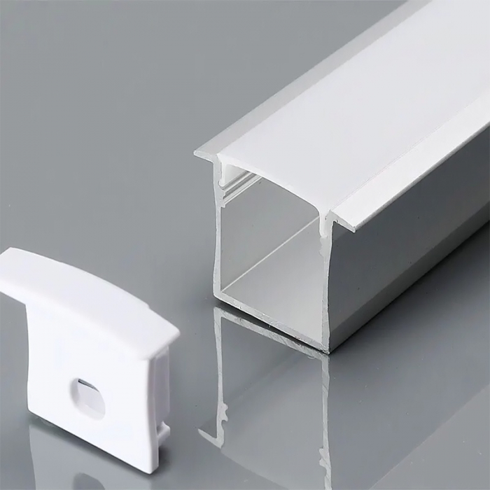 Profil aluminiu încastrat pentru bandă LED, 30mm x 20mm, capac mat, corp argintiu, V-TAC 3372 [3]