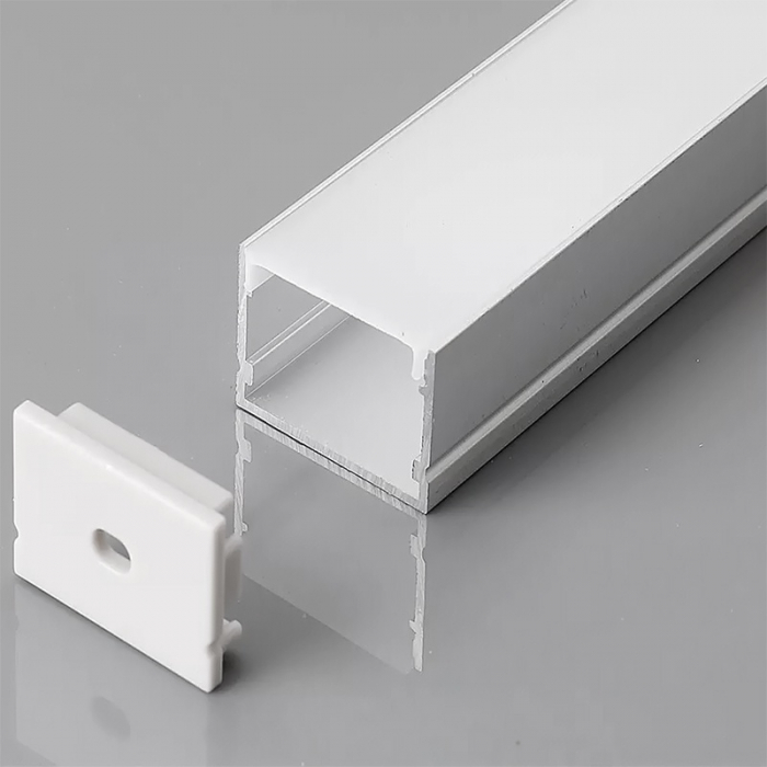 Profil aluminiu aplicat pentru bandă LED, 30mm x 20mm, capac mat, corp argintiu, V-TAC, SKU-3371 [3]
