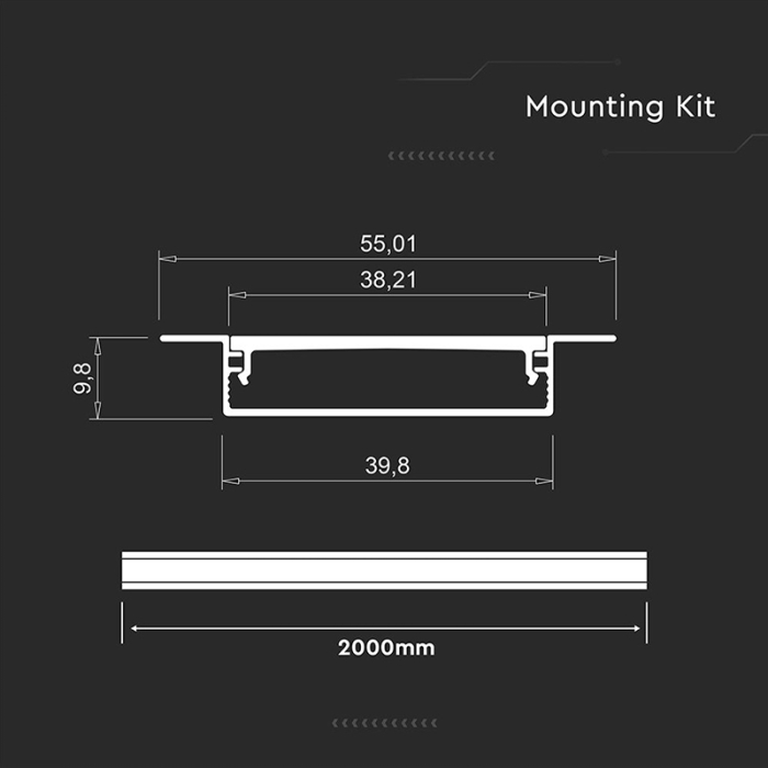 PROFIL ALUMINIU PENTRU BANDA LED 2M 40MM X 10MM - ARGINTIU [3]