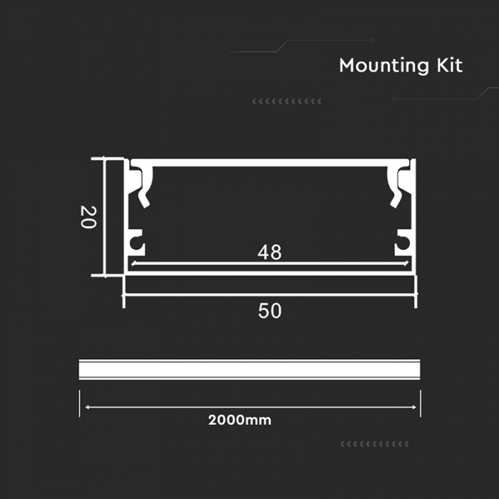 PROFIL ALUMINIU PENTRU BANDA LED 2M 50MM X 20MM [3]