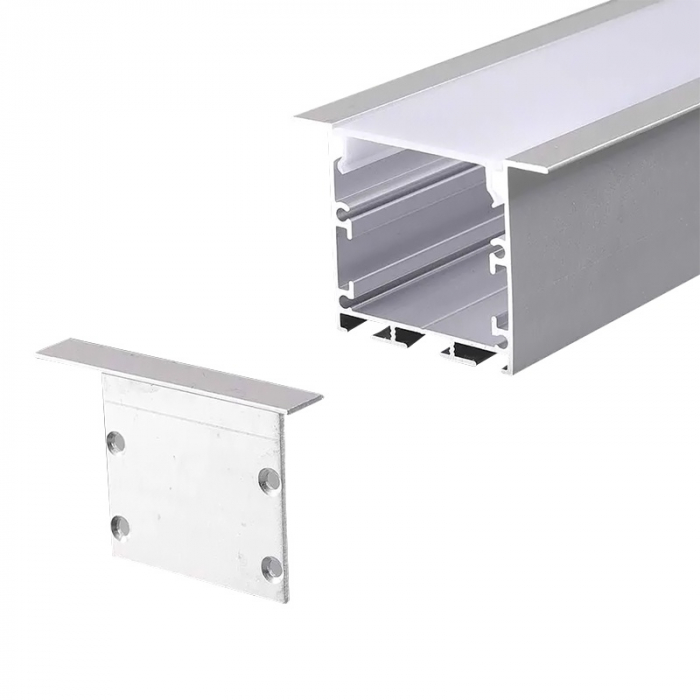 Profil Aluminiu Încastrat pentru Bandă LED, 2m, 50mm x 35mm, capac mat, corp argintiu, V-TAC 2871 [2]