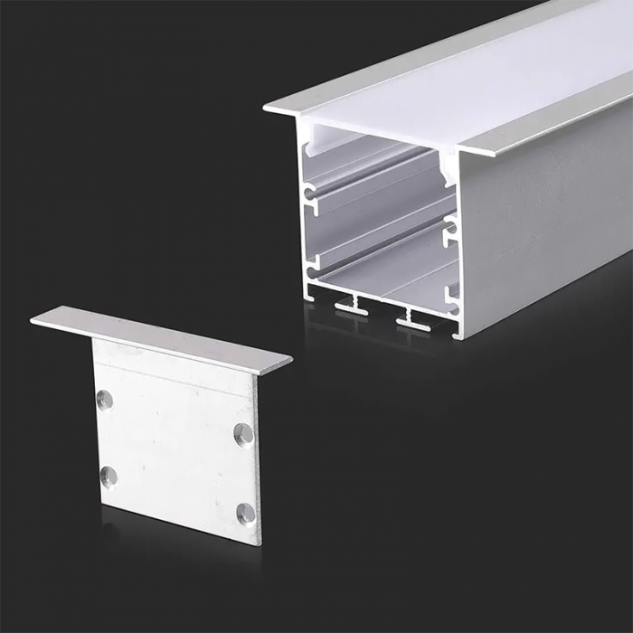 Profil Aluminiu Încastrat pentru Bandă LED, 2m, 50mm x 35mm, capac mat, corp argintiu, V-TAC 2871 [3]