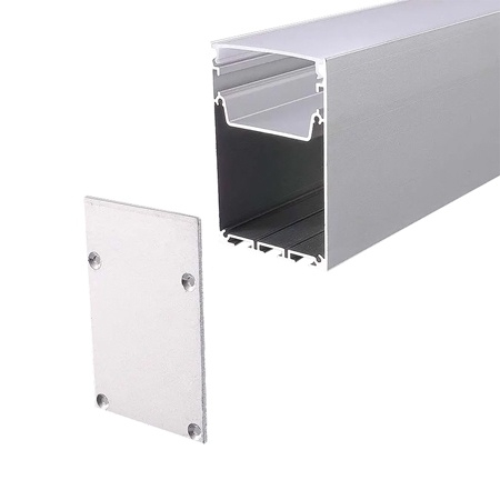Profil Aluminiu Aplicat înalt pentru Bandă LED, 2m, 50mm x 75mm, capac mat, corp argintiu, V-TAC 2872 [1]