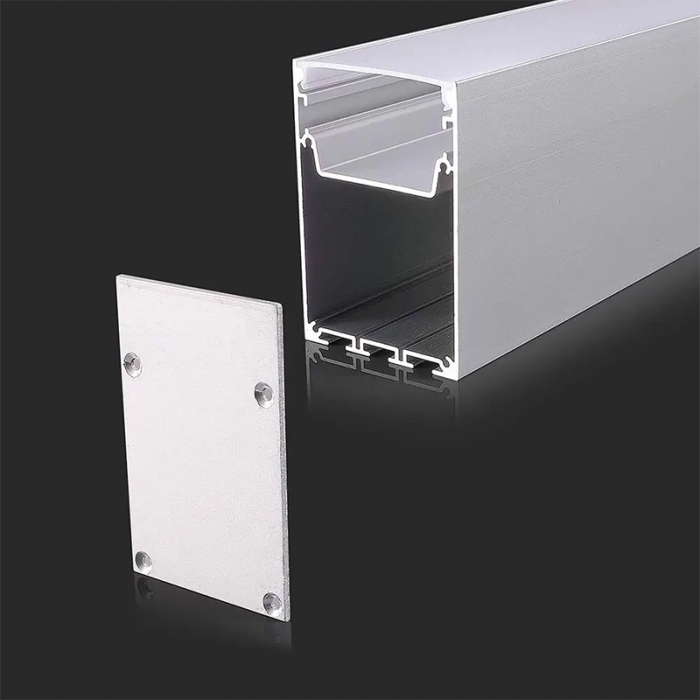 Profil Aluminiu Aplicat înalt pentru Bandă LED, 2m, 50mm x 75mm, capac mat, corp argintiu, V-TAC 2872 [3]