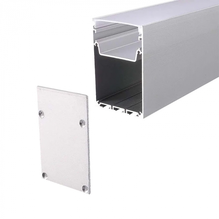 Profil Aluminiu Aplicat înalt pentru Bandă LED, 2m, 50mm x 75mm, capac mat, corp argintiu, V-TAC 2872 [2]