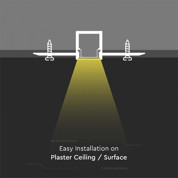 Profil pentru banda led din aluminiu, incastrat, ingust pentru rigips, 2 metri, Capac Mat, V-TAC [5]