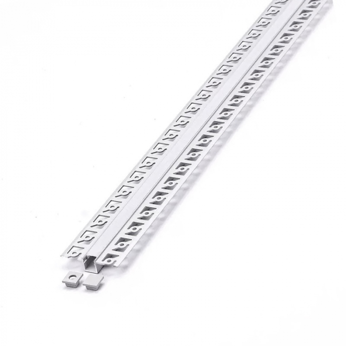 Profil pentru banda led din aluminiu, incastrat, ingust pentru rigips, 2 metri, Capac Mat, V-TAC [3]