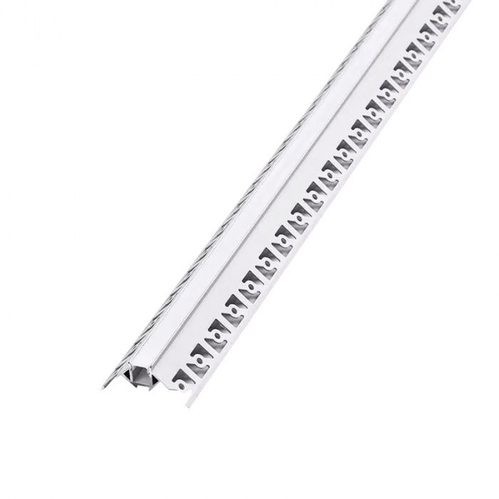Profil aluminiu pentru bandă LED îngust, pentru rigips, montaj colț exterior, 2 metri, capac mat, corp argintiu, V-TAC, SKU-3361 [2]