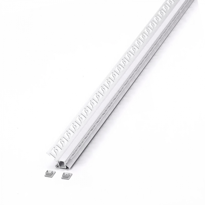 Profil aluminiu pentru bandă LED îngust, pentru rigips, montaj colț interior, 2 metri, capac mat, corp argintiu, V-TAC, SKU-3362 [3]