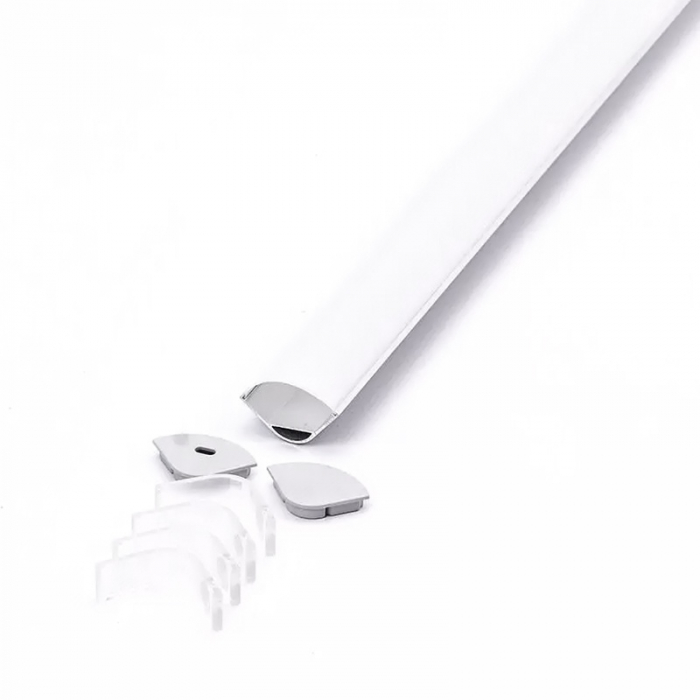 Profil aluminiu pentru banda led pentru colt rotund,  montaj unghi 90GR, 2 Metri, Capac MAT, V-TAC [3]