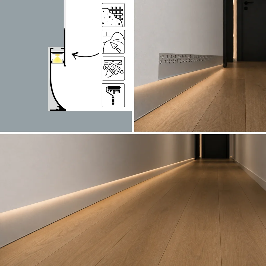 Profil LED plinta SHADOW GAP alb, 2 metri [4]