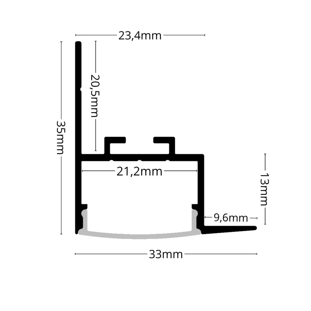 Profil LED Scafa  2 Metri Gri Montaj Tavan cu Perete [4]