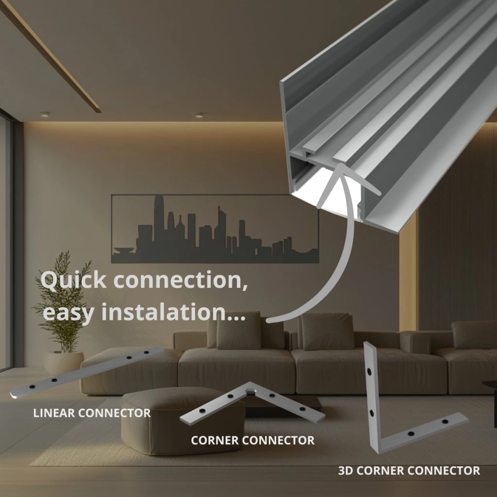 Profil LED Scafa  2 Metri Gri Montaj Tavan cu Perete [5]