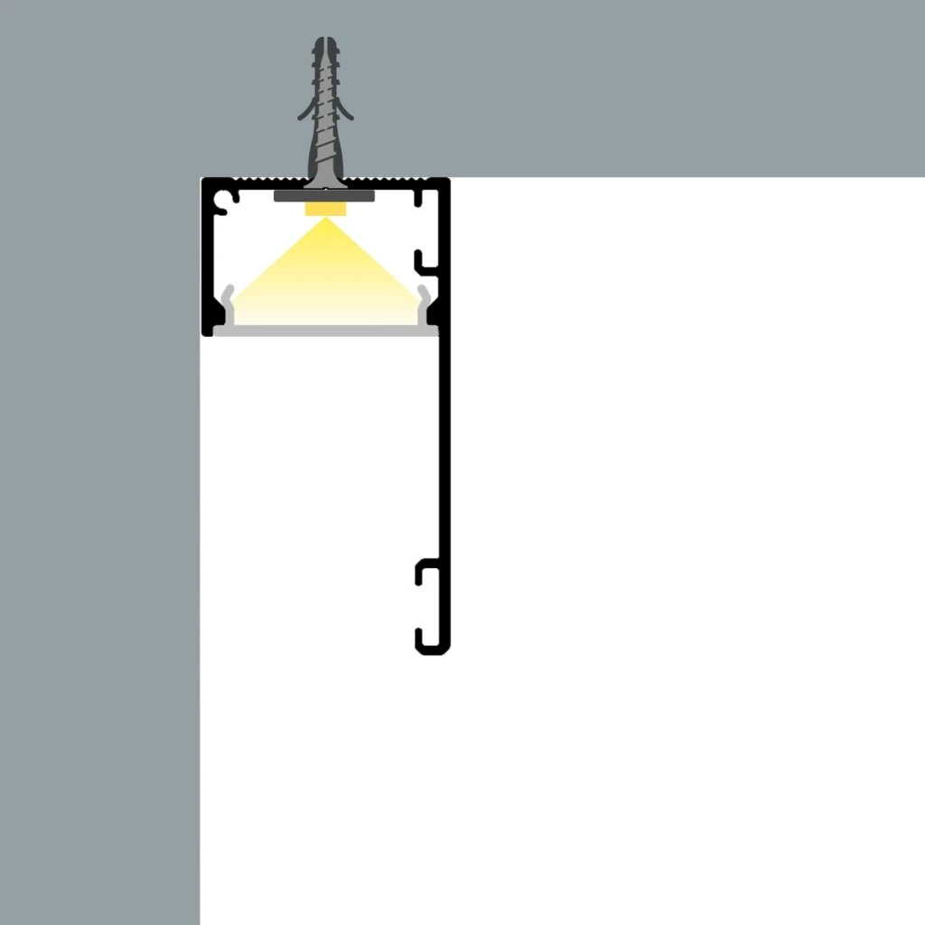 Profil LED Shadow Gap Perdea LINE Negru Aparent 2 Metri [2]