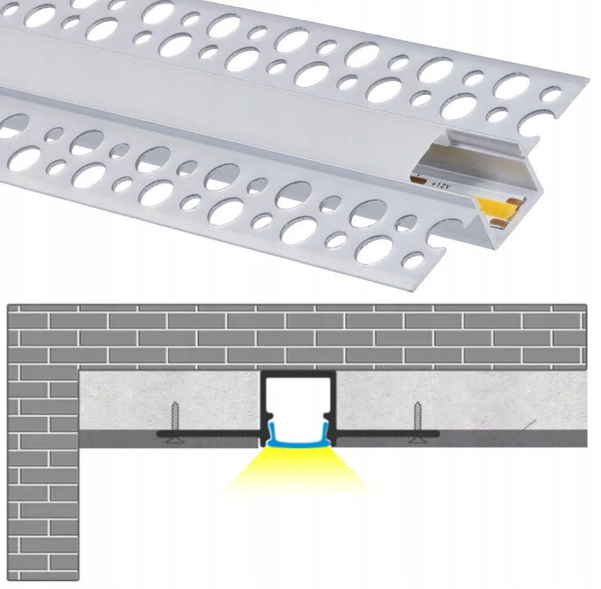 Profil banda led 15mm din aluminiu, ingust, pentru rigips/tencuiala/sub decorativa, incastrat, lungime 2 metri [3]