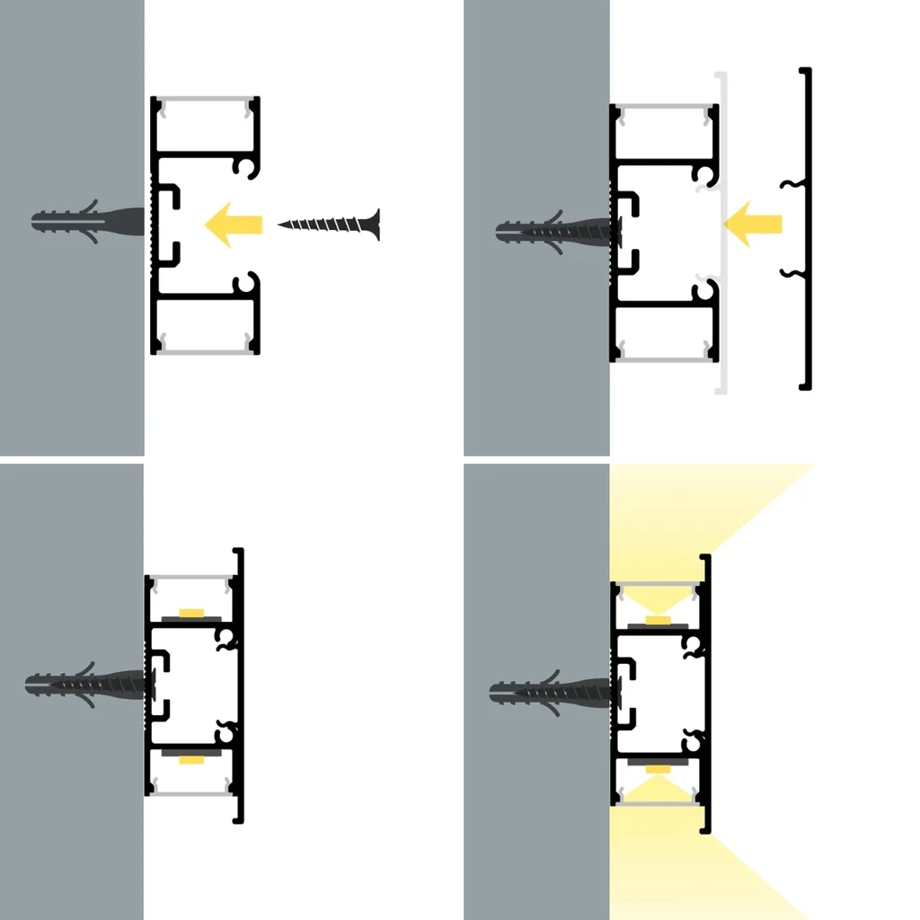 Profil pentru banda led aplicat perete, lumina indirecta 18mm/50mm [3]