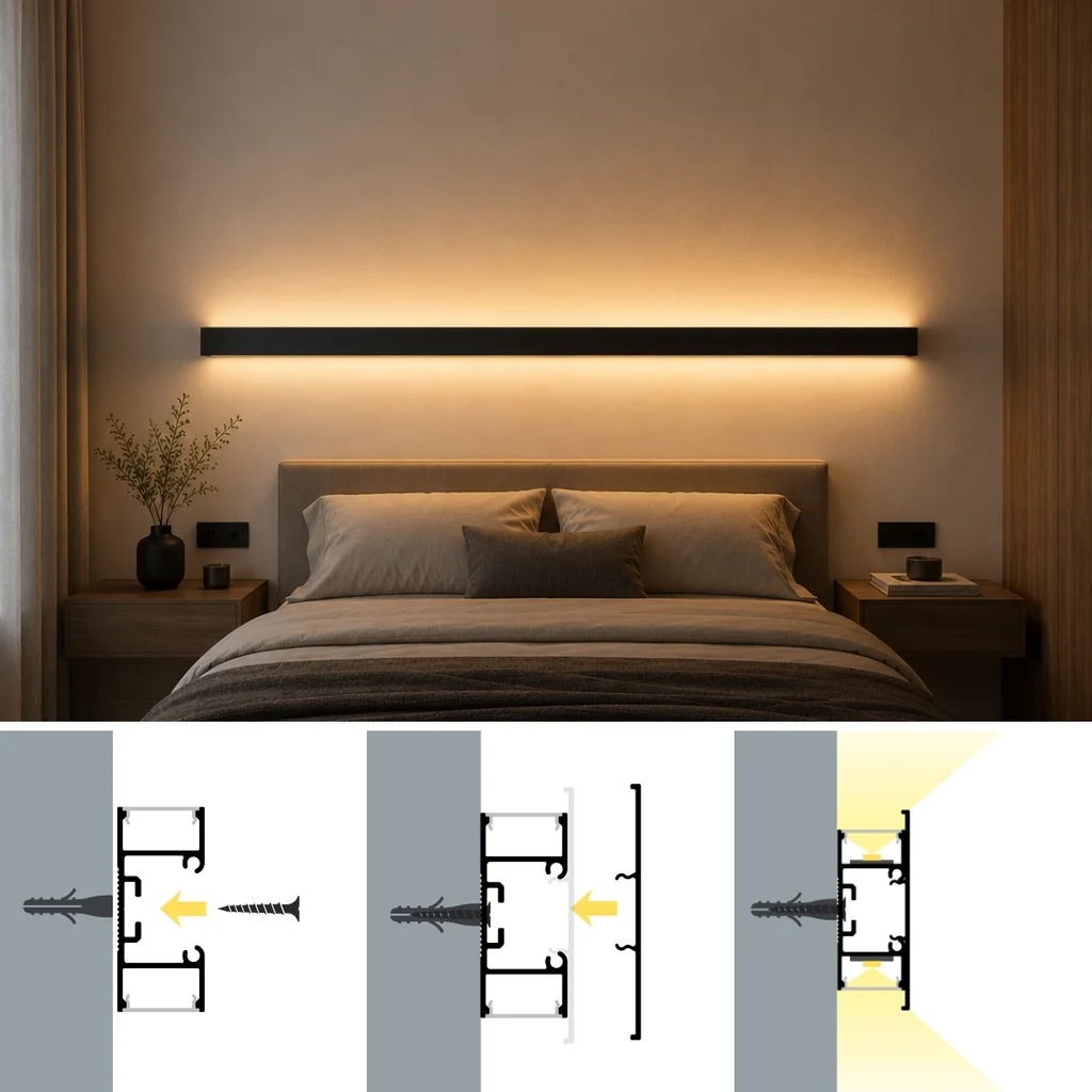 Profil pentru banda led aplicat perete, lumina indirecta 18mm/50mm [6]