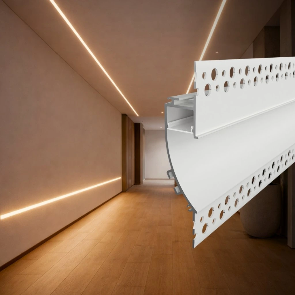Profil LED încastrat pentru bandă LED, montaj în rigips, lumină liniară discretă, finisaj alb, integrare perfectă în tavan și perete [5]