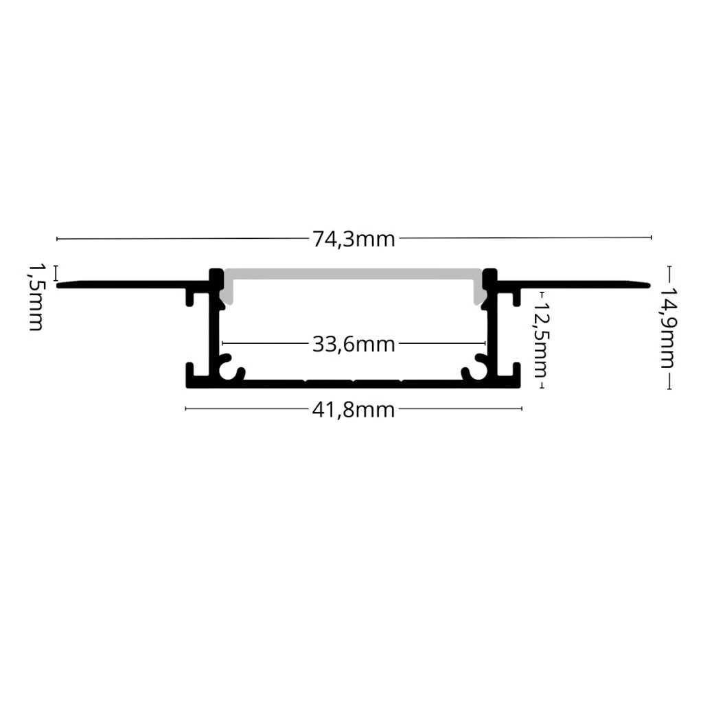 Profil banda led pentru rigips/tencuiala, 34mm/2m, montaj incastrat [2]