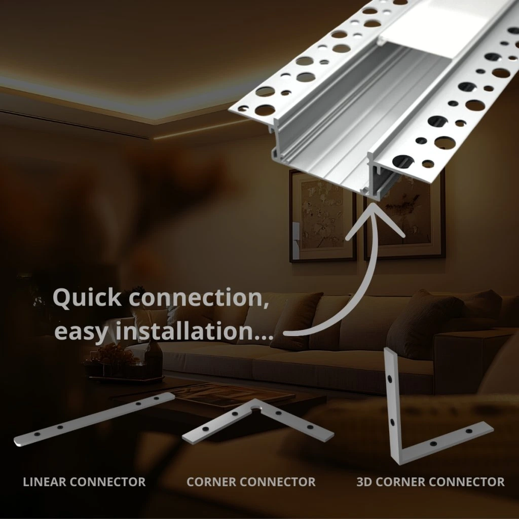 Profil banda led pentru rigips/tencuiala, 34mm/2m, montaj incastrat [6]