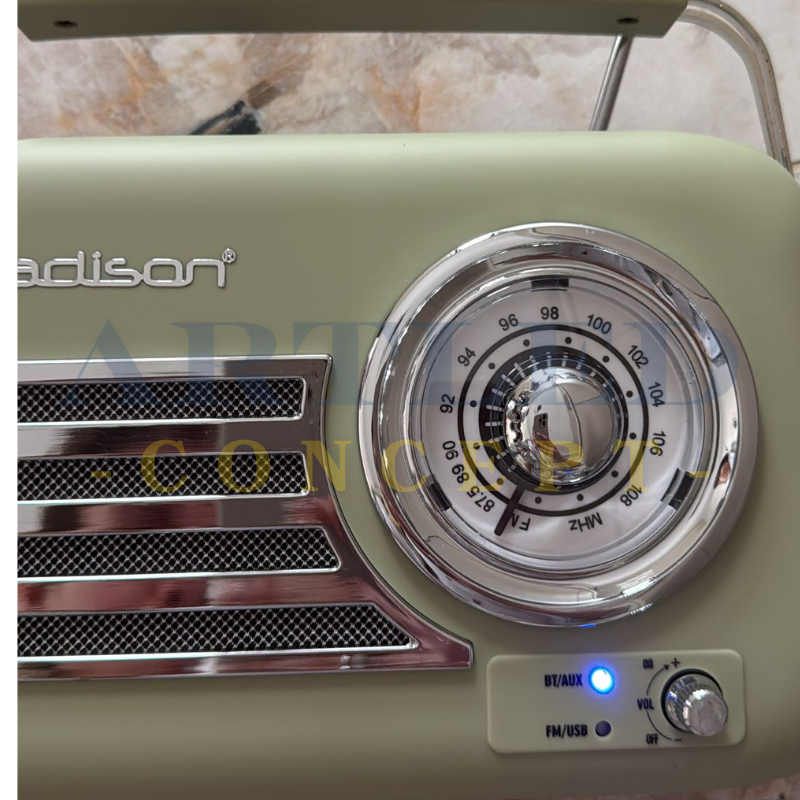Radio FM Portabil Nostalgia 15W | Bluetooth & AUX | Design Olive [3]