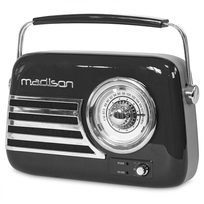 RADIO FM PORTABIL NOSTALGIA 15W CU FUNCTIE BLUETOOTH/AUX - NEGRU [2]