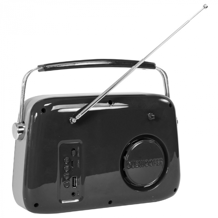 RADIO FM PORTABIL NOSTALGIA 15W CU FUNCTIE BLUETOOTH/AUX - NEGRU [4]