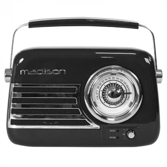 RADIO FM PORTABIL NOSTALGIA 15W CU FUNCTIE BLUETOOTH/AUX - NEGRU [3]