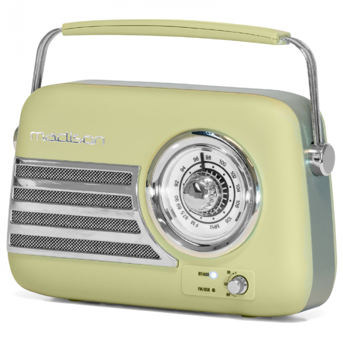 Radio FM Portabil Nostalgia 15W | Bluetooth & AUX | Design Olive [2]