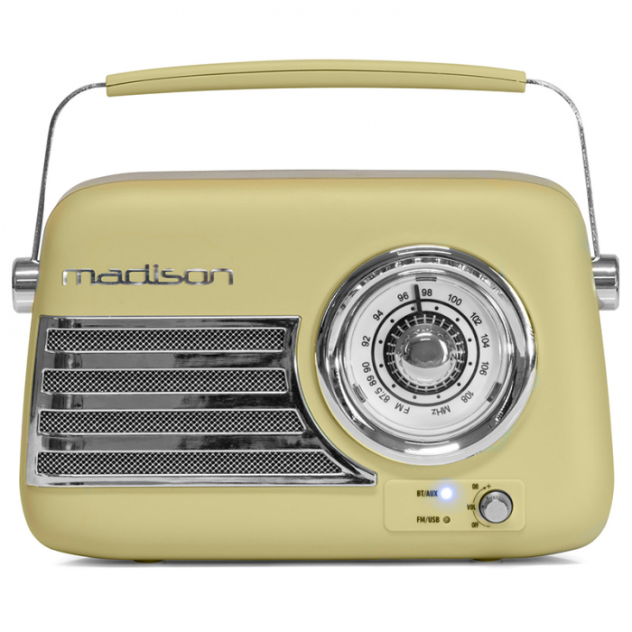 Radio FM Portabil Nostalgia 15W | Bluetooth & AUX | Design Olive [4]