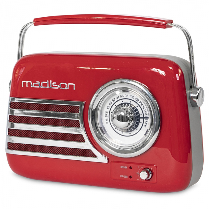 RADIO FM PORTABIL NOSTALGIA 15W CU FUNCTIE BLUETOOTH/AUX - ROSU [2]