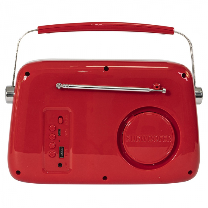 RADIO FM PORTABIL NOSTALGIA 15W CU FUNCTIE BLUETOOTH/AUX - ROSU [5]