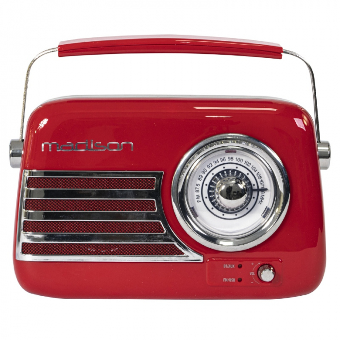 RADIO FM PORTABIL NOSTALGIA 15W CU FUNCTIE BLUETOOTH/AUX - ROSU [3]