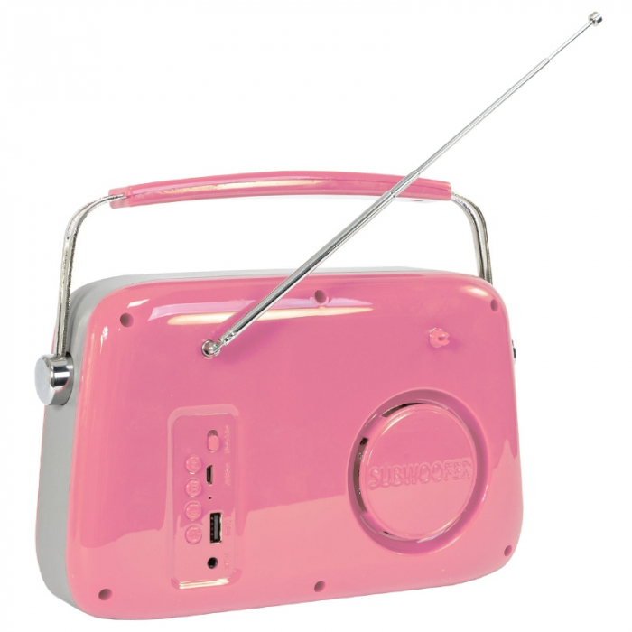 RADIO FM PORTABIL NOSTALGIA 15W CU FUNCTIE BLUETOOTH/AUX - ROZ [4]