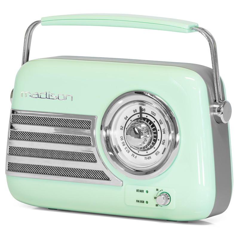 RADIO FM PORTABIL NOSTALGIA 15W CU FUNCTIE BT/AUX - VERDE LUCIOS [2]